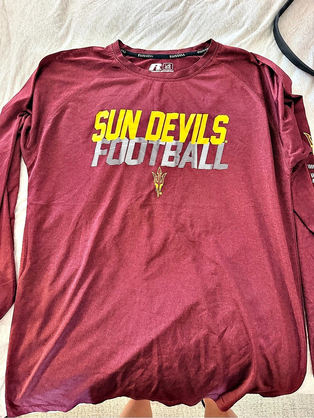 Russell Sun Devils Football Long Sleeve Red Large Like New